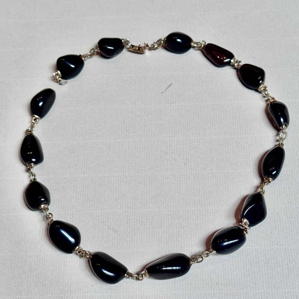 Smoke quartz beads necklace with silver tone metal clasp